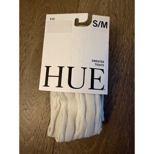 NEW HUE Size S/M Women's Tights Cream Ivory Sweater Cable Knit STRETCH
